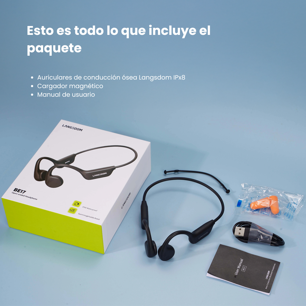 Auriculares de conducción ósea Langsdom Open Swim - Resistentes al agua